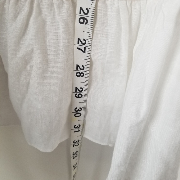 NWT Madewell White Embroidered Linen-Blend Raglan Ruffle Mini Dress XS Boho 70's - Picture 3 of 16